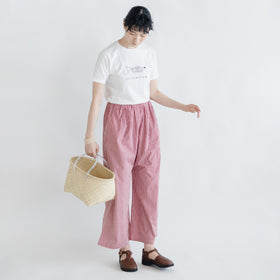 pot and tea チェック柄シンプルワイドパンツ