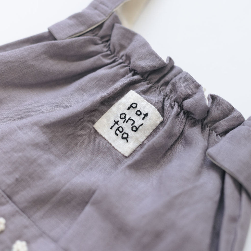 pot and tea リネン小花刺繍バッグ
